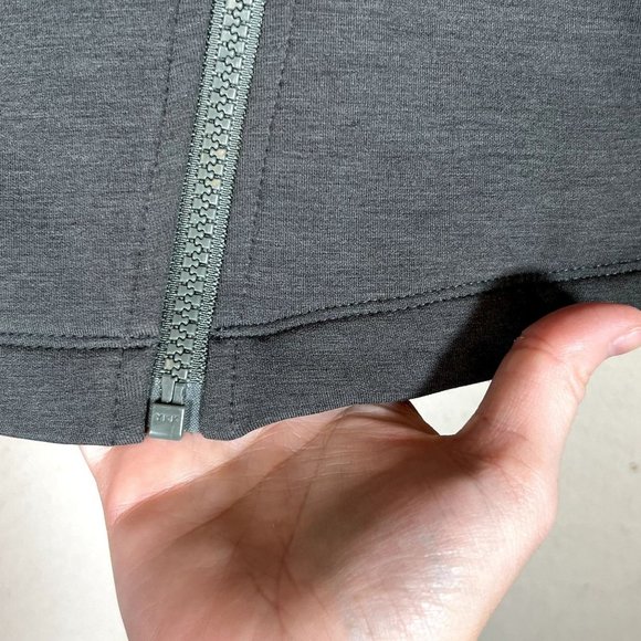 Athleta Soft Moto Jacket Zip Up Size XS Green/Grayish Fleece Lined Double Knit - Picture 4 of 10